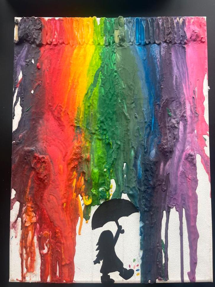 Regenboog Kleuren Smeltkrijt Kunst, Antiek en Kunst, Kunst | Schilderijen | Klassiek, Ophalen of Verzenden