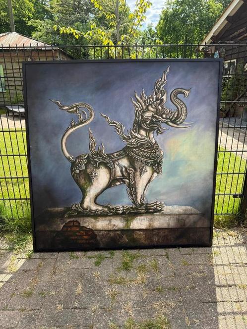 Schilderij gajasimha, heroïsche leeuw met olifantenhoofd, Huis en Inrichting, Woonaccessoires | Schilderijen, Tekeningen en Foto's