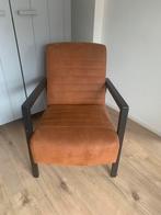 Cognac kleurige fauteuil met zwart houten frame, Huis en Inrichting, Ophalen, Zo goed als nieuw, 75 tot 100 cm, 50 tot 75 cm