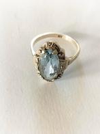 Antieke zilveren aquamarijn ring., Verzenden, Zo goed als nieuw, 17 tot 18, Dame