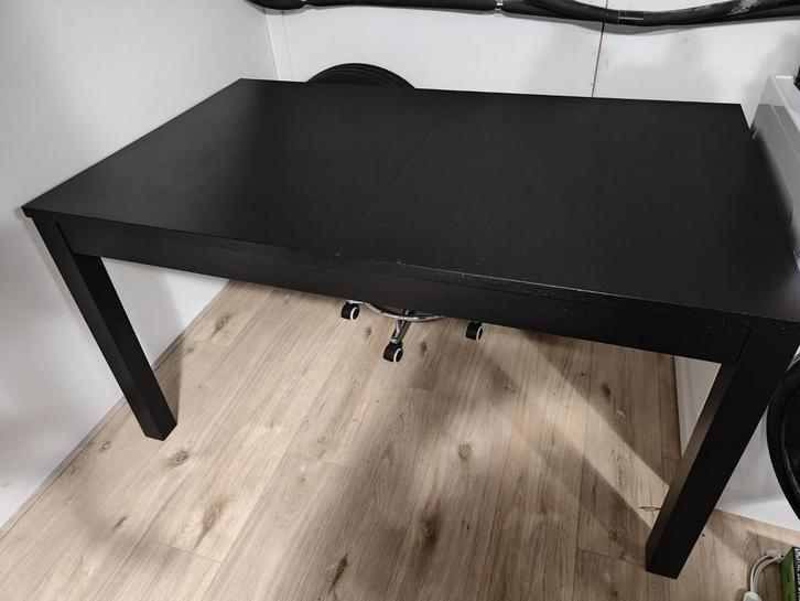 Zwarte uitklapbare tafel, Huis en Inrichting, Tafels | Eettafels, Gebruikt, 50 tot 100 cm, 150 tot 200 cm, Vijf personen of meer
