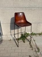 4 Vintage leren barkrukken, Huis en Inrichting, Ophalen, Gebruikt, 60 tot 90 cm, Metaal