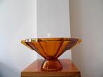 Art Deco grote Schaal op voet Boheems, amber, Antiek en Kunst, Antiek | Glas en Kristal, Ophalen of Verzenden