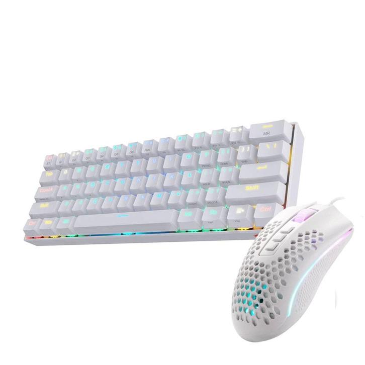 Redragon DragonFly wit 2-in-1 Gaming Set, Computers en Software, Toetsenborden, Nieuw, Qwerty, Bedraad, Ergonomisch, Toetsenbord en muis-set