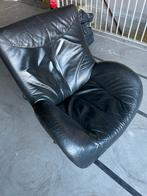 LeoLux Zwart Lederen Relaxfauteuil, Huis en Inrichting, Fauteuils, Gebruikt, Ophalen of Verzenden, 75 tot 100 cm, Modern