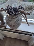 Prachtige grijze stenen kruik-pot vaas, "SOBER-STIJL"., Steen, Overige kleuren, Ophalen of Verzenden, Zo goed als nieuw