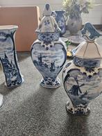 Antieke Delfts Blauwe Vazen met Vogel, Antiek en Kunst, Antiek | Vazen, Ophalen of Verzenden