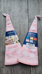 2 Jorzolino Theedoeken - Roze Ruit, Ophalen of Verzenden, Nieuw, Roze, Theedoek of Handdoek
