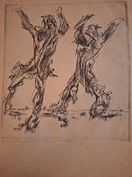 Ets van twee figuren mogelijk ger lataster, Ophalen of Verzenden, Onbekend