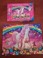 Puzzel xxl roze eenhoorn / paard glitter 100 stuks, Ophalen of Verzenden, Meer dan 50 stukjes, Gebruikt, 6 jaar of ouder