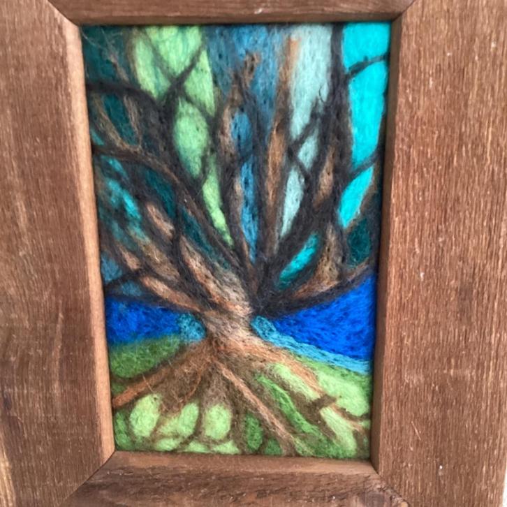 Schilderij ‘schilderen’met wol, Hobby en Vrije tijd, Vilt, Nieuw, Figuurtje(s), Ophalen