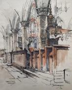 Jan Korthals (1916-1972) - Grote kerk te Haarlem (1953), Antiek en Kunst, Ophalen of Verzenden