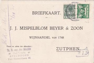 Briefkaart – Apeldoorn – Zutphen – 1925 beschikbaar voor biedingen
