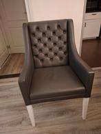 2 grijs leren eetkamerstoelen model pearl, Ophalen, Gebruikt, Grijs, Vier