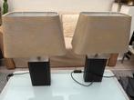 Twin tafellampen bruin/beige, Huis en Inrichting, Lampen | Tafellampen, Ophalen, Gebruikt, 50 tot 75 cm, Metaal