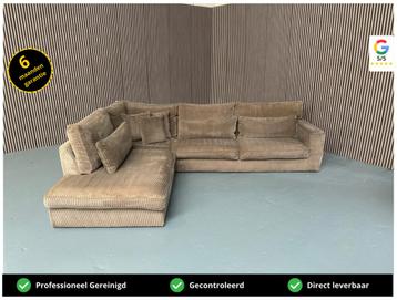 GRATIS LEVERING Hoekbank Ribstof Bruin 320x250 GEREINIGD beschikbaar voor biedingen