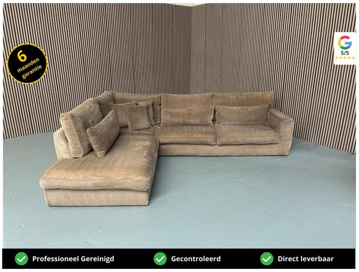 GRATIS LEVERING Hoekbank Ribstof Bruin 320x250 GEREINIGD, Huis en Inrichting, Banken | Bankstellen, Zo goed als nieuw, Hoekbank