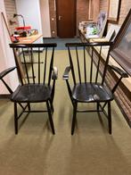 Design armleunstoelen zwart haren 60 vintage, Huis en Inrichting, Stoelen, Ophalen, Gebruikt, Twee, Zwart