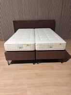 Boxspring 160x200 met Silver Line matrassen, Gebruikt, Bruin, Tweepersoons, Ophalen of Verzenden