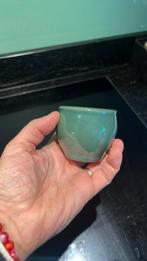 Leuk groen bloempotje voor mini plantje, Tuin en Terras, Bloempotten, Rond, Ophalen of Verzenden, Zo goed als nieuw, Aardewerk