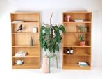 2 Vintage deense eiken fineer boekenkasten | boekenkast, Ophalen of Verzenden, Huis en Inrichting