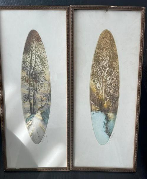 Set landschap, Antiek en Kunst, Kunst | Litho's en Zeefdrukken, Verzenden
