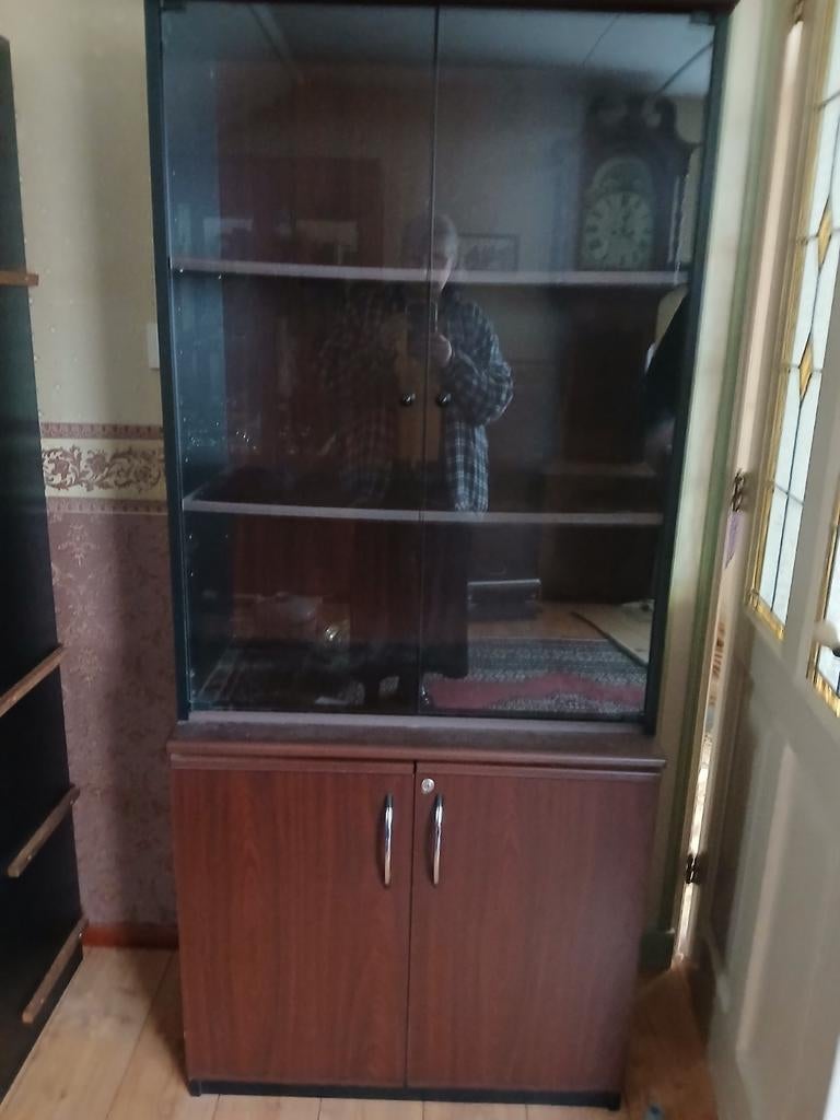 Mooie legkast en kast met vitrine en ladekastje., Ophalen, Zo goed als nieuw, 25 tot 50 cm, 50 tot 100 cm