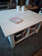 Salontafel Pijnboom Wit - 93x93cm met Opbergvak, Ophalen