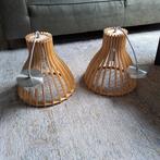 2 mooie houten hanglampen., Rond, Zo goed als nieuw, Ophalen, 25 tot 50 cm