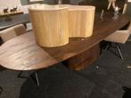 Donkerbruine houten tafel 300x110 deens ovaal met middenpoot, Huis en Inrichting, Tafels | Eettafels, Ophalen, 100 tot 150 cm
