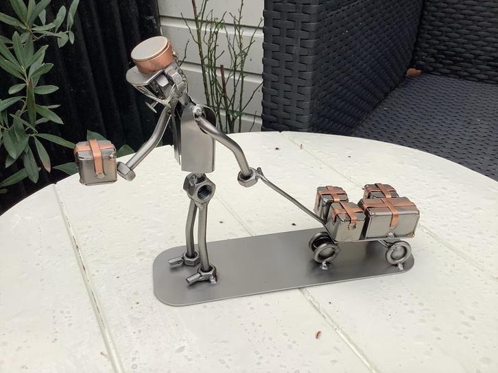 Stalen Moerenmannetje Postbode - Handgemaakt, Antiek en Kunst, Kunst | Beelden en Houtsnijwerken, Ophalen of Verzenden