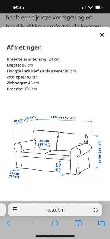 Ikea ektorp 2 en 3 zits bank - afbeelding 7