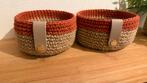 2 Jute Mandjes roestbruin Katoen & Leer, Overige materialen, Mand, Rond, Nieuw