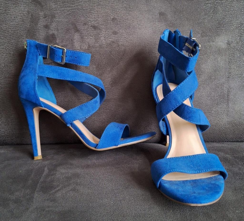 Blauwe high heels mt 41, Ophalen of Verzenden, Zo goed als nieuw, Blauw