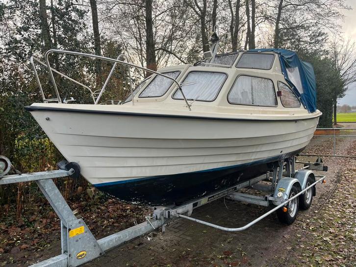Spitsgatter Fjord 23 met gekeurde Riba trailer., Watersport en Boten, Motorboten en Motorjachten, Gebruikt, Polyester, 6 tot 9 meter