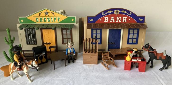 Playmobil Western: meeneemstad  met bank+kantoor sherif 4398, Kinderen en Baby's, Speelgoed | Playmobil, Zo goed als nieuw, Complete set