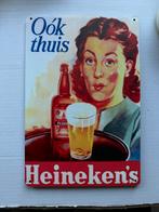 Heineken bier bord 30 bij 20 metaal, Ophalen of Verzenden, Zo goed als nieuw, Reclamebord, Plaat of Schild, Heineken