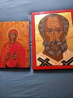 2 handgeschilderde iconen, Antiek en Kunst, Ophalen of Verzenden