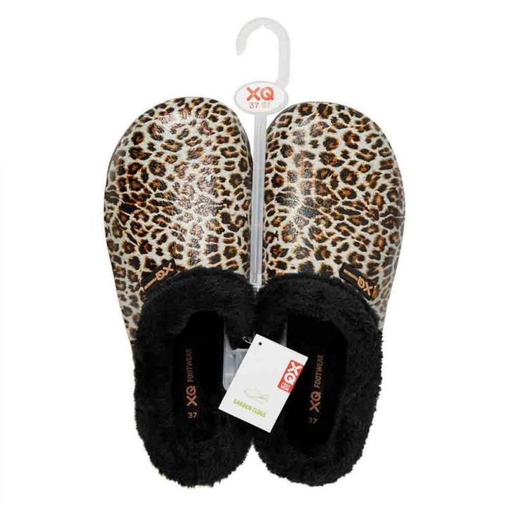 🐆 Dames Tuinklompen met Bontje & Luipaardprint 🐆, Kleding | Dames, Schoenen, Nieuw, Instappers, Zwart, Ophalen of Verzenden