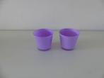 2 lila paars glazen bloempotten voor binnen., Overige materialen, Rond, Binnen, Ophalen of Verzenden