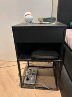 Nachtkastje zwart met lade, Huis en Inrichting, Slaapkamer | Nachtkastjes, Ophalen, Gebruikt, Minder dan 45 cm, Metaal of Aluminium
