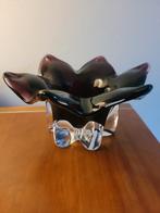 Schaaltje dik glas aubergine bloem bonbonniere design kunst, Antiek en Kunst, Ophalen of Verzenden