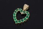 Hart ketting hanger 14k goud smaragd groene spinel dames
