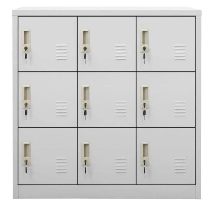 Lockerkast staal lichtgrijs met 9 locker vakken, Huis en Inrichting, Kasten | Lockerkasten, Nieuw, Ophalen