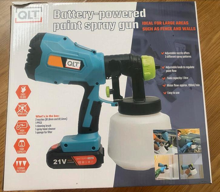 QLT Accu Verfspuitpistool - Nieuw, Doe-het-zelf en Verbouw, Schildersmaterialen, Nieuw, Verfspuit of Verfpomp, Ophalen
