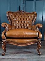 Fauteuil vintage / antiek, Huis en Inrichting, Fauteuils, Ophalen, Gebruikt, 75 tot 100 cm, Leer