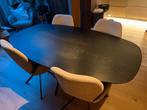 Goossens Eettafel Zwart - 180x100x75 semi ovaal, Huis en Inrichting, Tafels | Eettafels, Ophalen, Gebruikt, Eikenhout, 50 tot 100 cm
