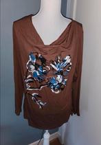 Leuk bruin shirt met bloemenprint, Miss Etam - maat XXL, Ophalen of Verzenden, Zo goed als nieuw, Bruin