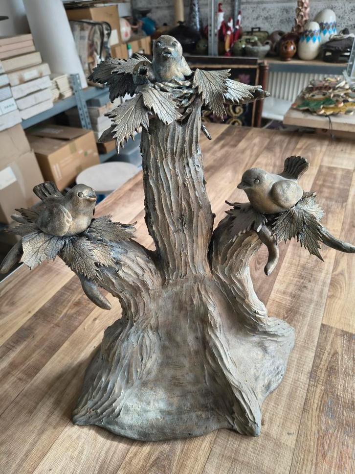 Keramische Boom met 3 Vogels - Decoratief Beeld, Antiek en Kunst, Kunst | Beelden en Houtsnijwerken, Ophalen of Verzenden
