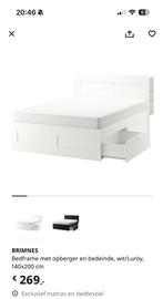 Brimnes bed ikea (wit) met laden en hoofdeinde 140 x 200, Huis en Inrichting, Slaapkamer | Stapelbedden en Hoogslapers, Ophalen